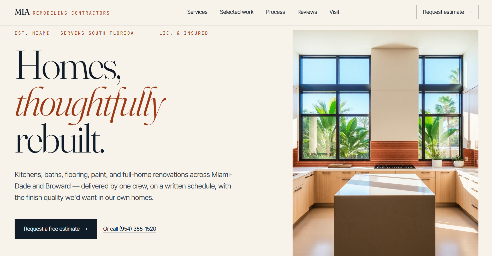 MIA Remodeling — Contractor website by JWebsites